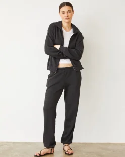 MONROW Teddy Fleece Relaxed Zip Up Hoody FADEDBLACK Best Sale